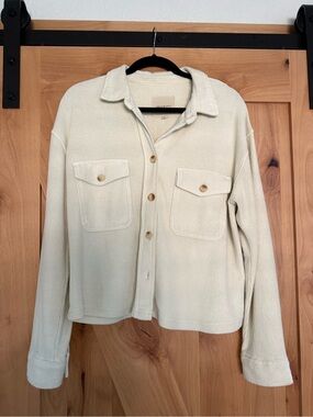 Thread & Supply Cream Corduroy Shirt Jacket, Button Shacket, Lightweight, M